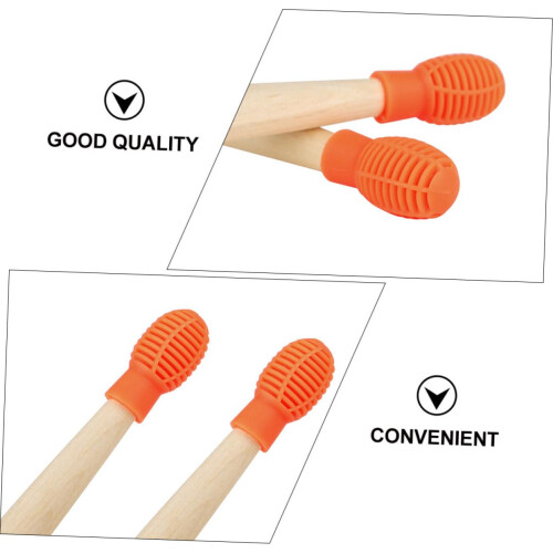Drumstick Mute Tips 4 Pack Orange Drumstick Covers for Quiet Practice, Fits Standard Drumsticks 2