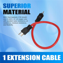 Rallonge Mâle à Mâle à 3 Broches, Cordon Adaptateur de GéNéRateur 5-15P pour Commutateur de Transfert, 12AWG 125V (2FT) (Rouge)