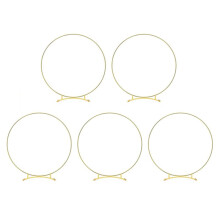 5Pcs Metal Curved Base Floral Hoop Centerpiece for Table, Metal Gold Wreath Rings with Stands for Table Decorations