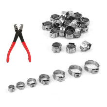 130 PièCes de Colliers de Serrage en Continu à une Oreille + 1 Pince de Serrage de Collier de Serrage de 7 à 21 Mm, Anneaux de Serrage de Serrage