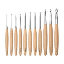 11 Stuks Haaknaalden 3,0 Mm-12 Mm, Haaknaalden met Houten Handvat, Haaknaalden met Enkele Kop, Haaknaalden