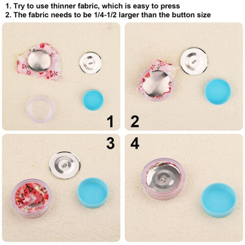 100Pcs Button Covers, Cover Button Kit with 5 Different Sized Buttons and Tools for Make Your Own Button