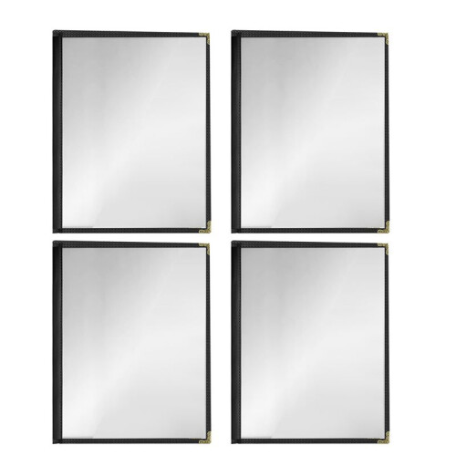 Capa de Menu Estilo Café com 12 Pacotes, Borda de Ponto Duplo, Vinil Cristalino (Preto, 2 PáGinas/4 VisualizaçõEs - 8,5 Polegadas X 11 Polegadas) 1