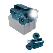 Batteriadapter för Ma-Kita 18V ADP05 med BäLteskläMma & USB-Laddare & 12V -Port & Typ C-Kontakt & 3W LED-Ficklampa