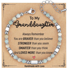 Gifts for Daughters, Gifts for Ladies, Easter Baskets, Small Gemstone Beaded Bracelets Ladies Gifts Trendy Pieces with Inspirational Cards