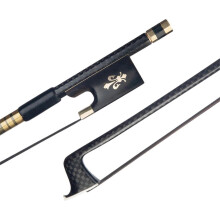 Carbon Fiber Violin Bow, Black Horsehair, Ebony Frog, Balanced Control, Lightweight for Adults
