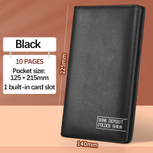Leather Checkbook Organizer with Pvc Inner Pages for Bank Deposit Slips, Checks, Promissory Notes, and Financial Documents