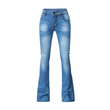 Damejeans med knapper og buksekant, revet, sleng, tettsittende denimbukser, størrelse