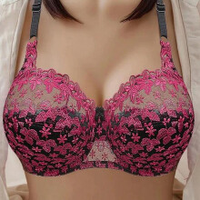 Women's Plus Size Ultra-Thin Cup Everyday Sexy Lace Embroidered Lift Up Bra with Underwire and Push-Up