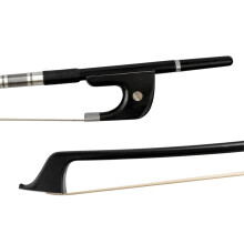 Double Bass Bow 1/2 Size Upright Bass Bow Carbon Fiber, Natural Horsehair, Ebony, 72cm, Warm Tone