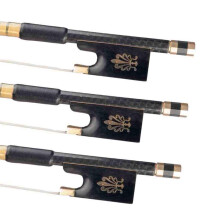 Carbon Fiber Violin Bow, 4/4 Violin Bow Full Size 3 Pack with Ebony Frog and Horsehair, Black Gold