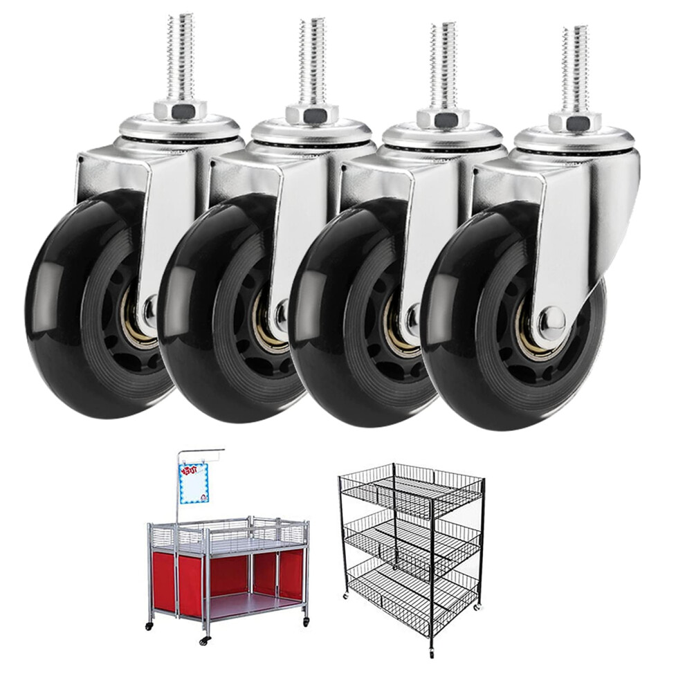 Heavy Duty Threaded Stem Swivel Casters 2.5 Inch Rubber Pu, Set Of 4, M8x25mm/M10x25mm, Furniture 9771547311324