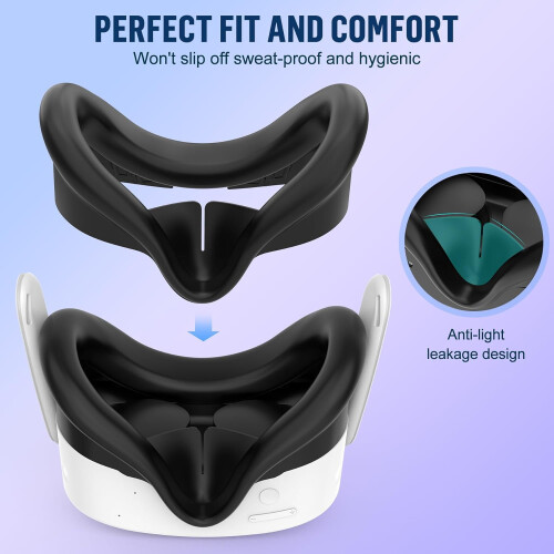 Silicone Cover Set Compatible with Meta Quest 3S: Face Cover, Controller Grips, Front Shell & Lens Protector 1