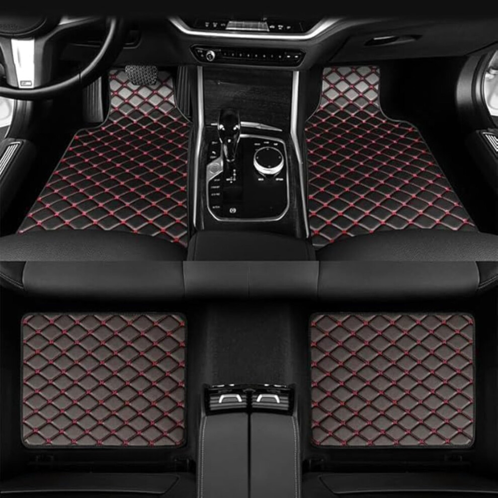 Floor Mats For Peugeot 207 20062014, Allweather Waterproof 4Piece Set, Antislip, Black/Red 9771547311539