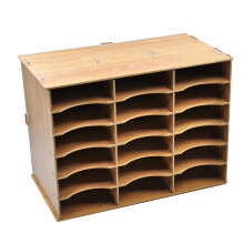 Lockable Wooden Cell Phone Storage Box, Classroom, 18/24/30 Slots, Brown, 34x19x26cm 13x7.4x10in