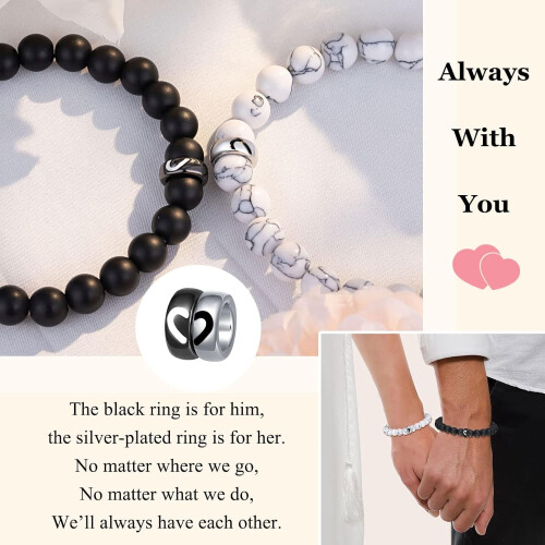 Partnerarmbänder – Schwarzer Achat & Weißer Howlith 1