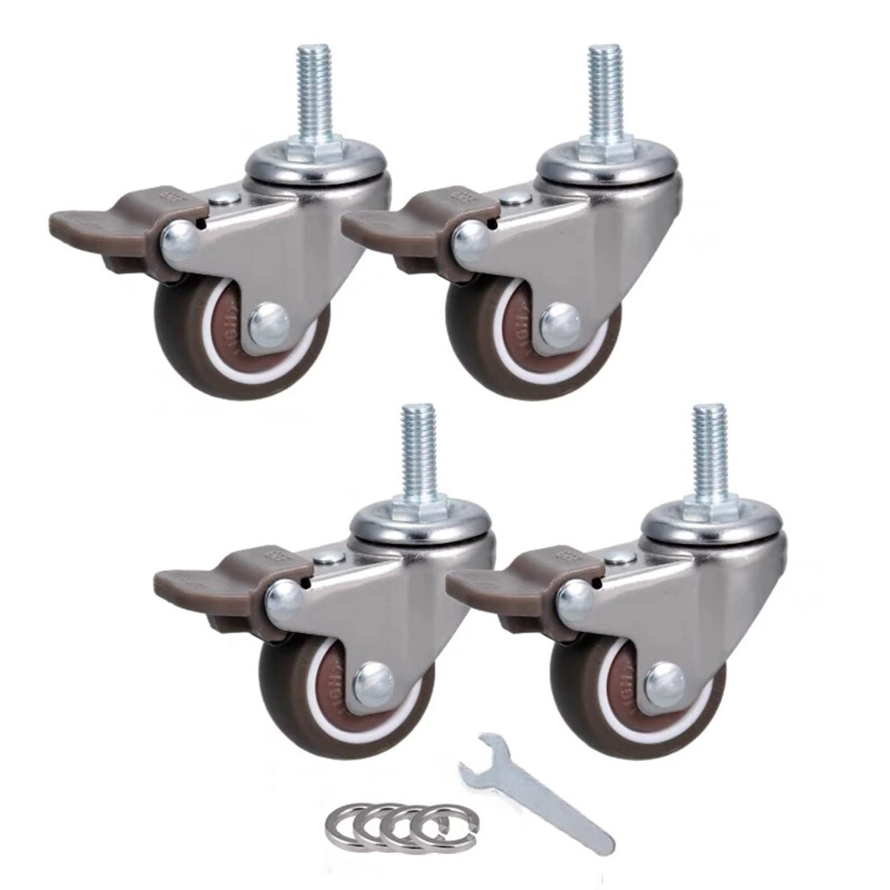 25Mm Swivel Casters, Tpe Rubber Furniture Caster Wheels, M8x20 Threaded Stem, 4 Pack For Shelves 9771547311546