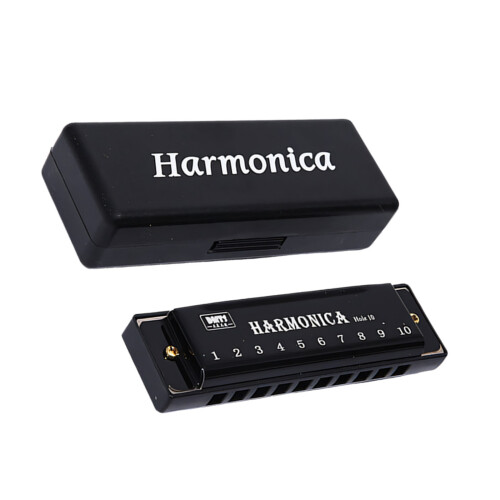 Harmonica en métal à 10 trous avec corps en ABS pour des-Noir