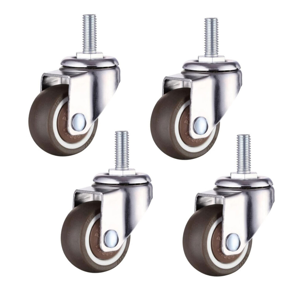 Swivel Caster Wheels, M10 X 15Mm Threaded Stem Casters, 1.5 In 38 Mm Rubber, Set Of 4 For Furniture 9771547311676
