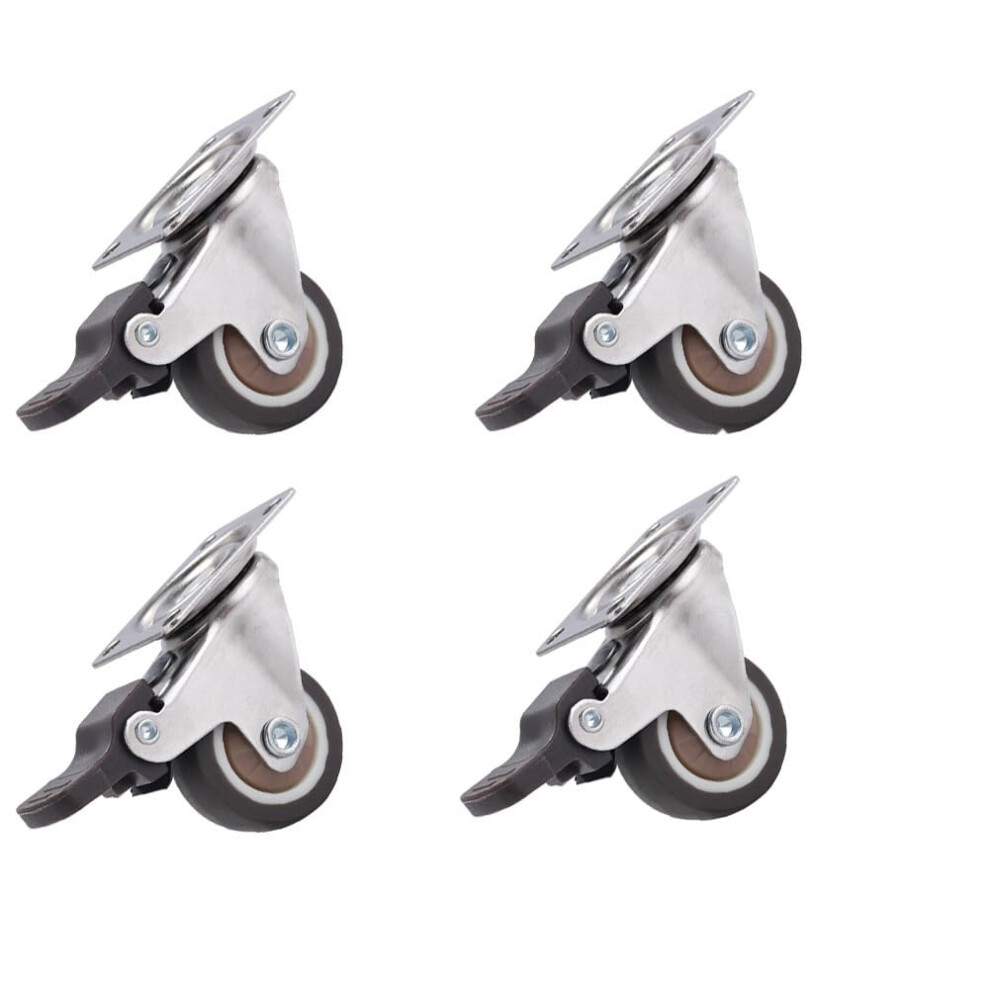 Heavy Duty 1.5 Inch Swivel Caster Wheels With Brake, Plate, Set Of 4 For Furniture, Cart 9771547312109