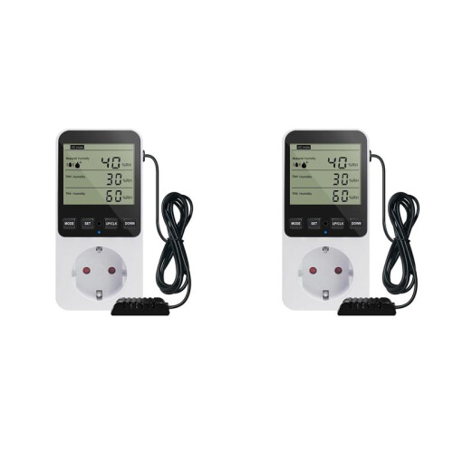 2X Humidity Controller, Temperature Controller Socket 230 V, Temperature , Socket Thermostat  EU Plug