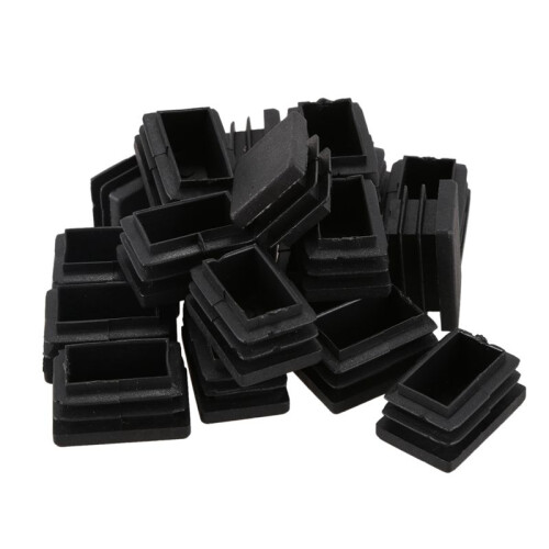 60 Pcs Plastic Rectangular End Cap 30mm X 20mm Threaded Pipe Tube Insert Rubber Feet 1