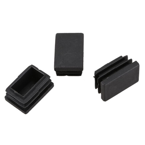 60 Pcs Plastic Rectangular End Cap 30mm X 20mm Threaded Pipe Tube Insert Rubber Feet