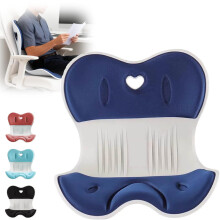 Lumbar Support Cushion and Ergonomic Back Support Pillow for Office Chair and Car, Wider, Blue