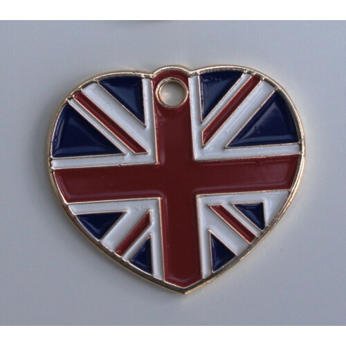 Union Jack heart shaped dog tag