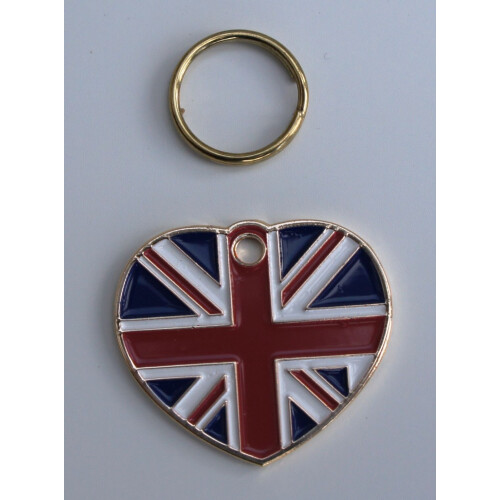Union Jack heart shaped dog tag 1
