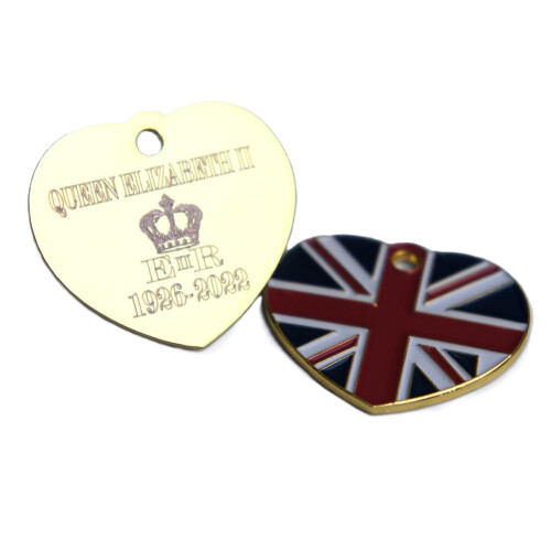 Union Jack heart shaped dog tag 2