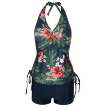 Women Two Piece Halterneck Tankini Swimsuit with-Suit 3 XL