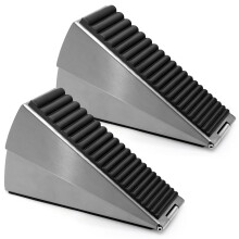 2 Pack Heavy Duty Door Stopper Wedge, Adjustable Up to 3 Inch, Stainless Steel, Brushed Nickel