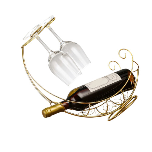 Decorative Iron Wine Shelf Glass Bottle Holder Display-Gold