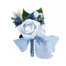 Rose Corsage Romantics Couple Boutonnières de mariage-bleu clair