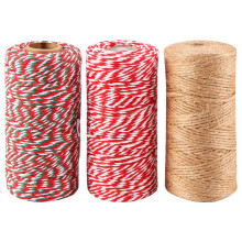 3 Rolls 100M Christmas Baker Twine Cotton Gift Wrapping Twine Arts Crafts Twine for Holiday Gift Wrap Xmas DIY Supplies