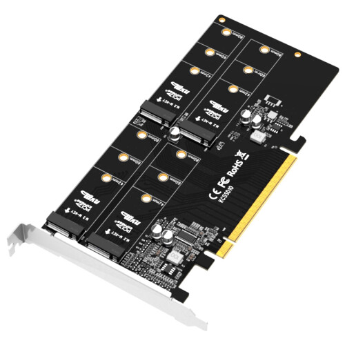 MAIWO KCSSD10 PCIEx4 Adapter Card, M.2Nvme Protocol Four-Bay Ssd Array Adapter Card Supports Mn7/8/10/ Win Server/Linux System 2