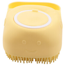 Dog Silicone Rubber Bathing Brush Pet Massage Shampoo Dispenser Brushes for Dogs and Cats Shower Grooming - Yellow