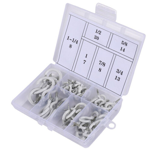 70PCS Ceiling Hooks Heavy Duty Screw Cup Hook for Bathroom Kitchen Wall Ceiling Hanging Various Size Combination Package