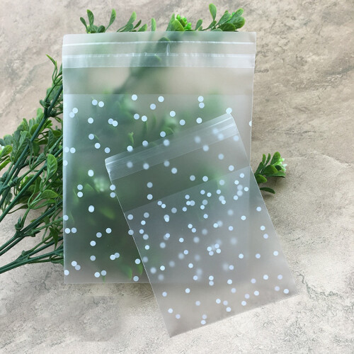 200Pcs Frosted Cute Dots Plastic Pack Candy Cookie Soap Packaging Bags Cupcake Wrapper Self Adhesive Sample Gift Bag 1
