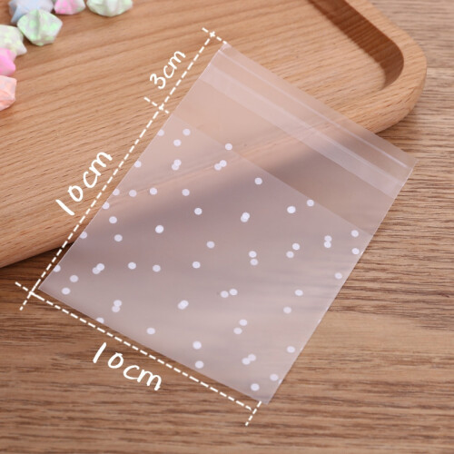 200Pcs Frosted Cute Dots Plastic Pack Candy Cookie Soap Packaging Bags Cupcake Wrapper Self Adhesive Sample Gift Bag 2
