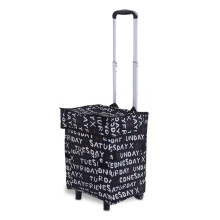 Folding Shopping Cart with Wheels, Collapsible Grocery Tote, Waterproof Oxford, Telescopic Handle