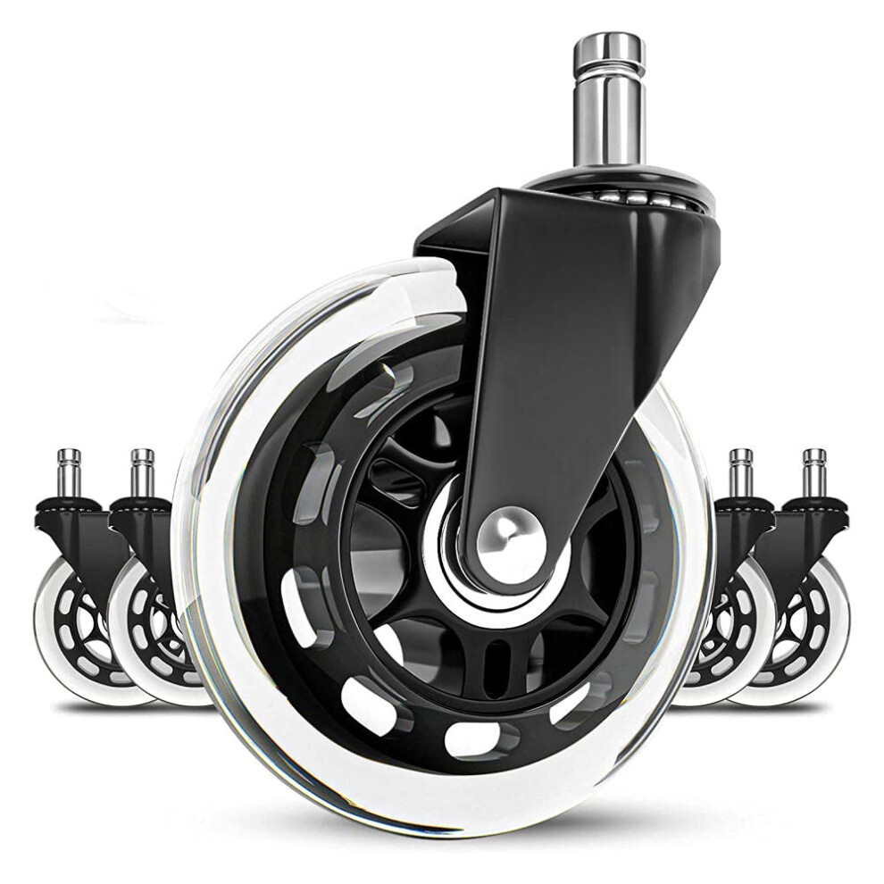 Office Chair Wheels Set Of 5, Heavy Duty Rubber Casters For Hardwood Floors, Quiet Smooth Rolling 9330225646280
