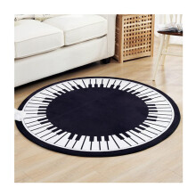 WQXD Round Piano Pattern Area Rug, Thickened Living Room Rug, Bedroom Carpet for Hard Floors