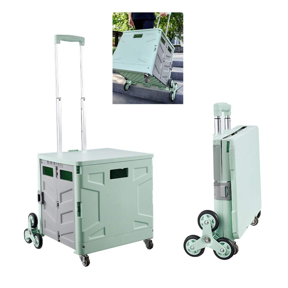8Wheel Stair Climbing Cart, Collapsible Rolling Crate, Folds Flat, 45L For Groceries And Suv 9092120946147