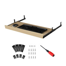 Under Desk Keyboard Tray, Sliding Adjustable Height Keyboard Drawer, White Black Wood Walnut