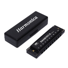 Harmonica chromatique à 10 trous avec finition métallique-Noir