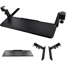 Under Desk Keyboard Tray, ClampOn PullOut, Ergonomic Wrist Rest, Metal, White/Black, Size A