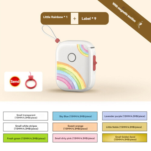 Portable Thermal Printer  Printer with Stickers Printer for Storage Office Home Rainbow Color 1