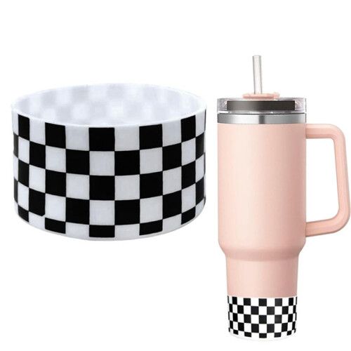 Checkered Pattern Protective Silicone Boot Cover, Silicone Protective Cover, Insulated Cup Cover 1